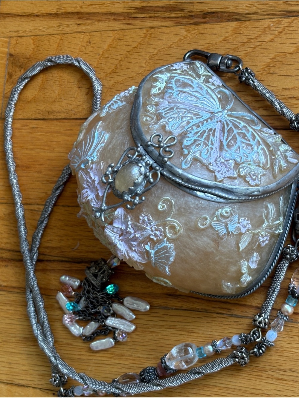 1980s Maya Resin Artisan style Embroidered Metallic bag